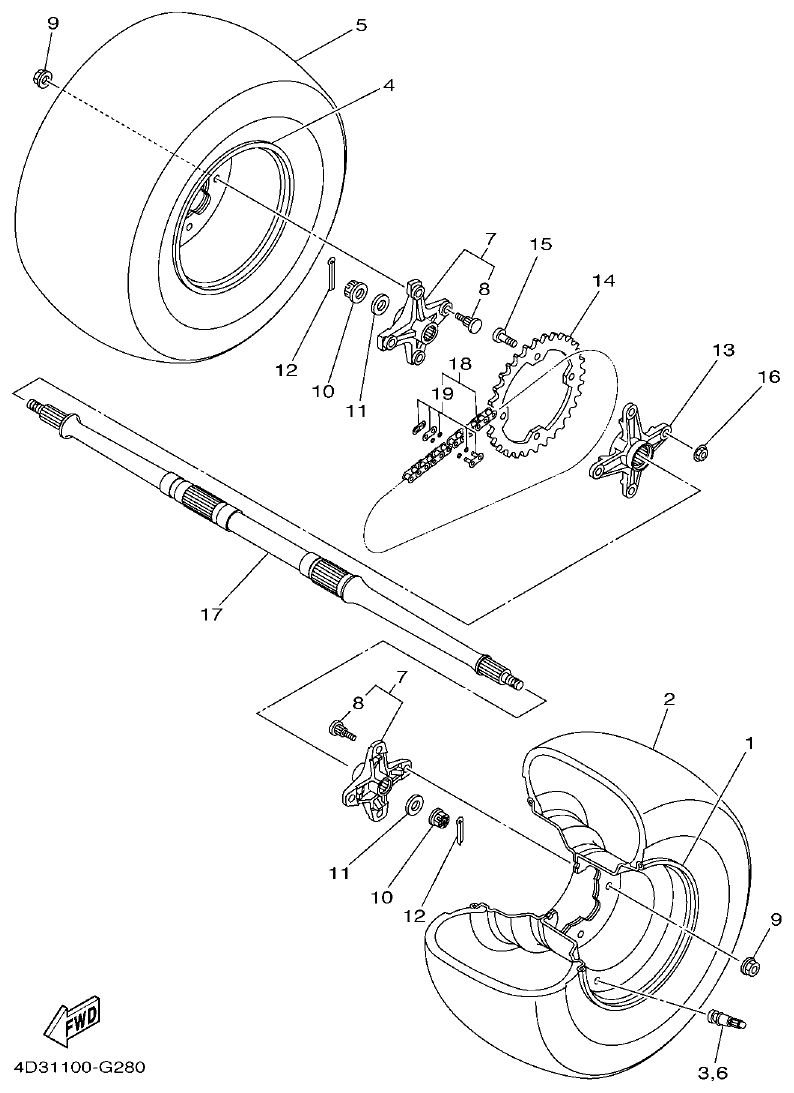 Yamaha 250RAP REAR WHEEL parts diagram